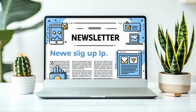 Newsletter sign-up with creative digital marketing illustrations Newsletter sign-up with creative digital marketing illustrations